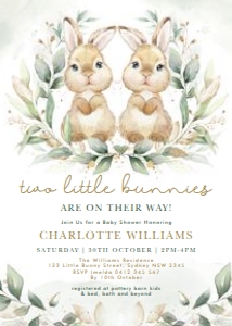 BUN1 - Twin Baby Shower Invite design preview