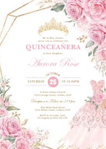 FLO10 - Quinceanera Invite G: FLO10 - Quinceanera Invite G