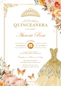 FLO16 - Quinceanera Invite C: FLO16 - Quinceanera Invite C
