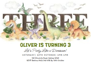 DIN3 - Birthday Invite THREE design preview