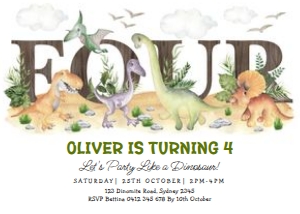 DIN3 - Birthday Invite FOUR: DIN3 - Birthday Invite FOUR