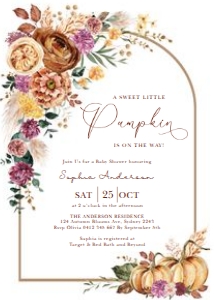 FLO23 - Pumpkin Baby Shower Invite B design preview