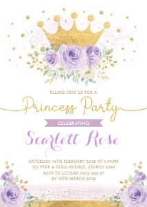 FLO34 - Princess Birthday Invite design preview
