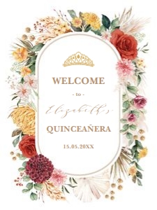 FLO1 - Quinceanera Welcome 18x24 INCHES: FLO1 - Quinceanera Welcome