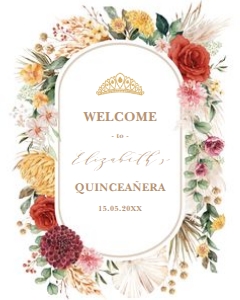 FLO1 - Quinceanera Welcome 16x20 INCHES: FLO1 - Quinceanera Welcome
