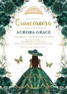 FLO17 - Quinceanera Invite G: FLO17 - Quinceanera Invite G