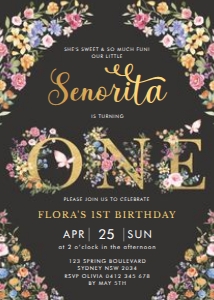FLO2 - Senorita Birthday Invite: FLO2 - Senorita Birthday Invite