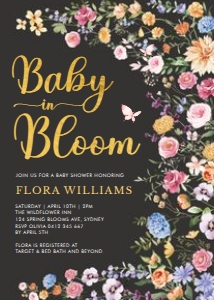 FLO2 - Baby in Bloom Invite B BLACK: FLO2 - Baby in Bloom Invite B BLACK