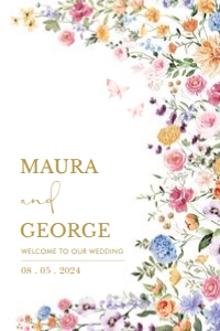 FLO2 - Wedding Welcome Sign 24x36 INCHES: FLO2 - Wedding Welcome Sign