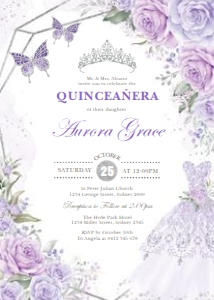 FLO21 - Quinceanera Invite SILVER B: FLO21 - Quinceanera Invite SILVER B
