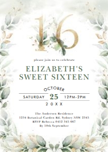 BOT12 - 16th Birthday Invite: BOT12 - 16th Birthday Invite