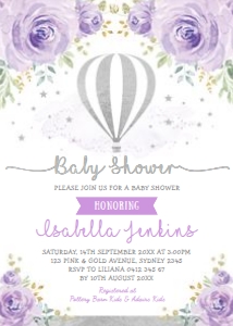 HAB6 - Baby Shower Invite SILVER: HAB6 - Baby Shower Invite SILVER