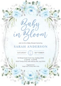 FLO43 - Baby Shower Invite SILVER: FLO43 - Baby Shower Invite SILVER