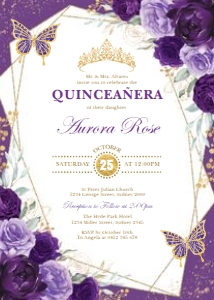 FLO9 - Quinceanera Invite H: FLO9 - Quinceanera Invite H