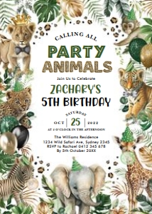 SAF4 - Party Animals Invite: SAF4 - Party Animals Invite