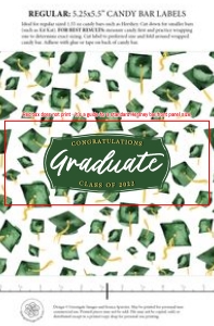 Candy Bar Wrapper - Green Graduation Caps: Candy Bar Wrapper - Green Graduation Caps