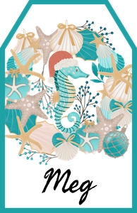 Jumbo Gift Tag - Turquoise Christmas Seahorse: Jumbo Gift Tag - Turquoise Christmas Seahorse
