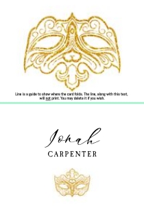 Masquerade Place Card - Gold: Masquerade Place Card - Gold