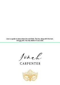 Masquerade Place Card - Gold - No back image: Masquerade Place Card - Gold
