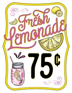 Pink Fresh Lemonade Color - 8.5x11" Sign - CENTS: Pink Fresh Lemonade Color - 8.5x11" Sign