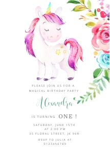 Unicorn invitation: Unicorn Birthday invite 5x7