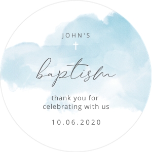 Blue baptism favor tags design preview
