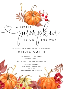 Little pumpkin baby invite design preview
