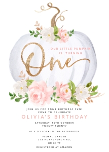 Pumpkin birthday invite design preview