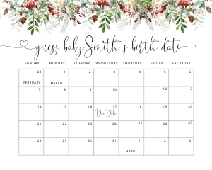 Winter guess due date sign design preview