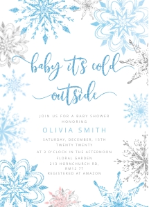 Snowflake invitation: Winter baby shower bundle