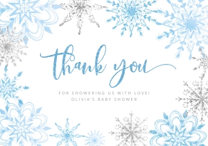 Winter thank you card: Winter baby shower bundle