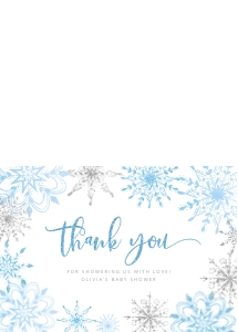 Folded thank you card: Winter baby shower bundle