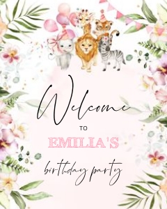 Safari welcome birthday 8x10: Safari birthday welcome sign
