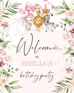 Safari welcome birthday sign 16x20: Safari birthday welcome sign
