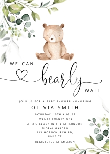 We can bearly wait: Bear baby shower invite