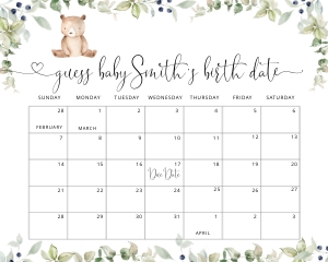 Bear guess due date sign design preview