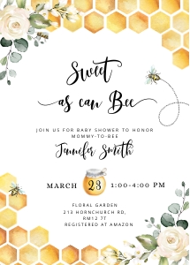Bee baby shower invite design preview