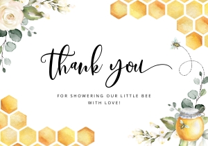 Bee thank you card: Bee baby shower bundle