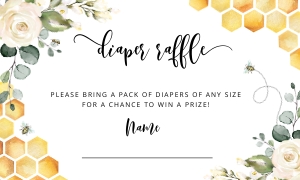 Diaper raffle ticket: Bee baby shower bundle