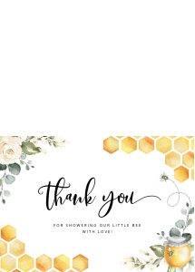Bee folded thank you card: Bee baby shower bundle