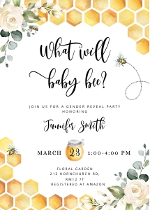 Bee gender reveal invite design preview