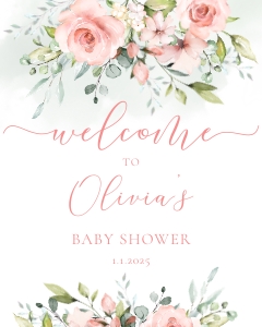 Floral baby welcome sign 16x20: Floral welcome sign