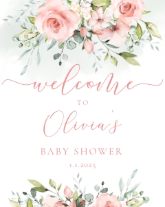 Floral baby welcome sign 8x10: Floral welcome sign