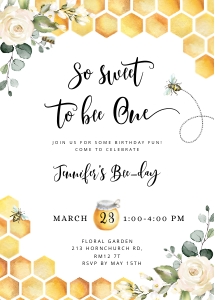 Bee birthday invite design preview