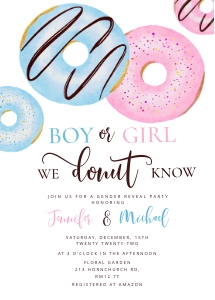 Donut gender reveal invitation design preview