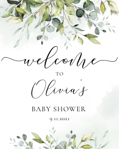 Greenery baby welcome sign design preview