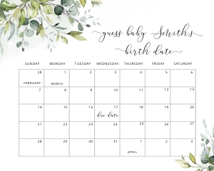 Greenery guess due date sign design preview
