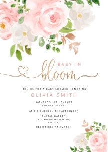 Baby in bloom invitation design preview