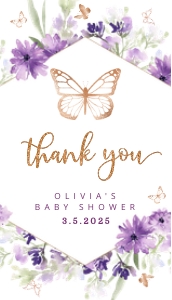 Butterfly thank you tag design preview