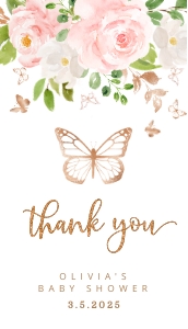 Butterfly thank you tag design preview